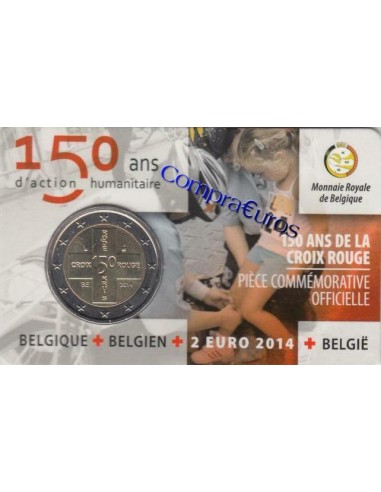 2€ Bélgica 2014 *Cruz Roja* Coincard Versión FR